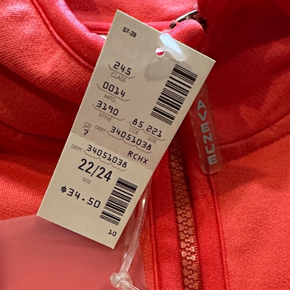 NWT Avenue Vibrant Coral Quarter-Zip Sweatshirt - Picture 8 of 12
